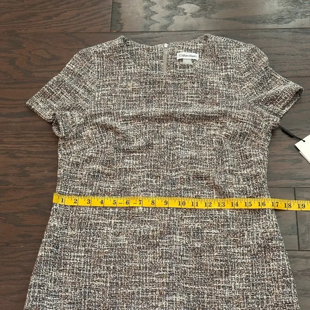 Calvin Klein Tweed Sheath Dress Multicolor Bouclé Careerwear Size 10 NWT